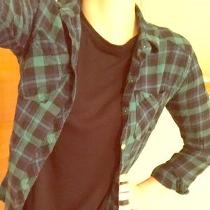 Dark Teal Button Up Plaid